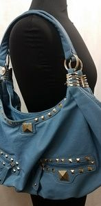 Women Light Blue Rhinestone Studded purse